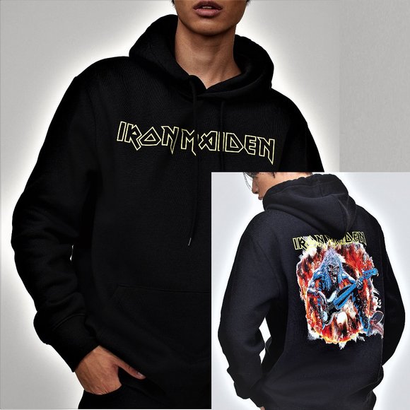 Iron Maiden Fear Live Flames Steve Harris Eddie rock Official Hoodie M NWT - Picture 1 of 5